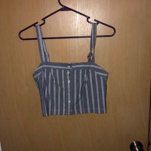 Striped button up crop tank!